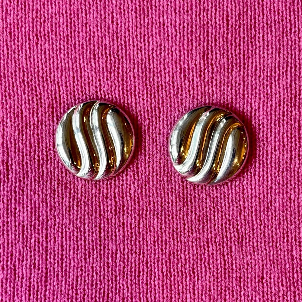 Fortunoff 925 Sterling Silver  Disc  Earrings - Picture 15 of 16